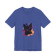 Black Cat Mystery T-Shirt featuring a striking design with purple eyes