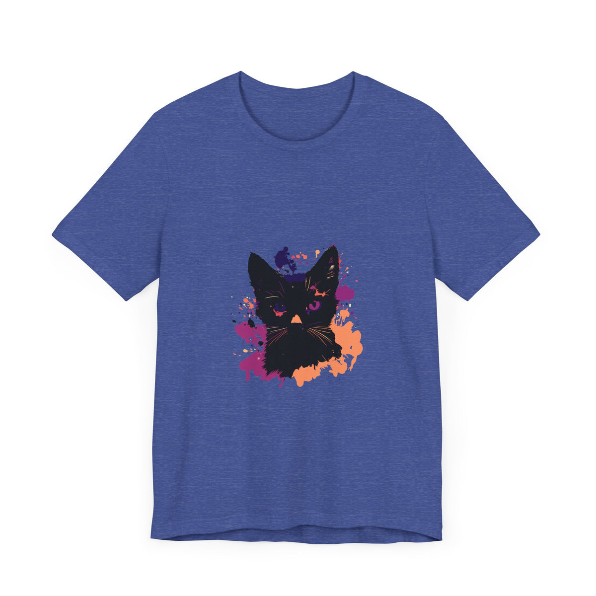 Black Cat Mystery T-Shirt featuring a striking design with purple eyes
