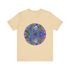 Vibrant and detailed mandala art design on a colorful t-shirt