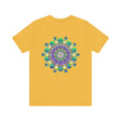 Colorful and intricate mandala design on a vibrant tee promoting spiritual peace and harmony for a calming and balanced lifestyle