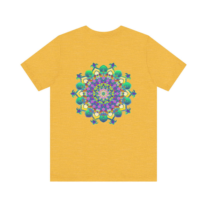 Colorful and intricate mandala design on a vibrant tee promoting spiritual peace and harmony for a calming and balanced lifestyle