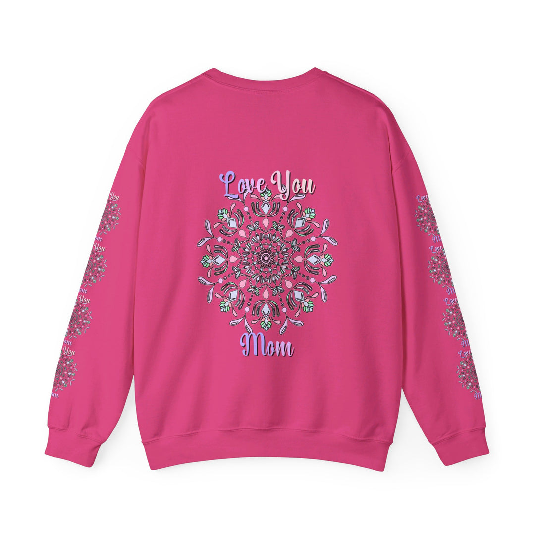 Cozy and stylish unisex crewneck sweatshirt with 'Love You Mom' design