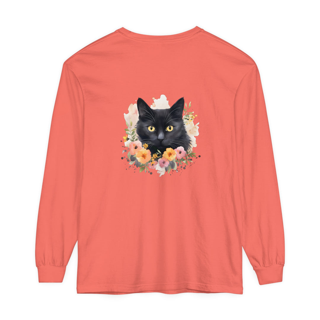 Black Cat Floral Portrait Unisex T-Shirt featuring a stunning feline design