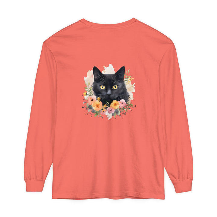 Black Cat Floral Portrait Unisex T-Shirt featuring a stunning feline design