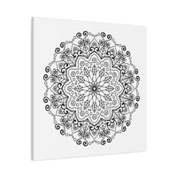 Handmade Mandala Art in Black & White on Matte Canvas, Stretched to 125 Inches - Elegant Wall Décor for Home or Office
