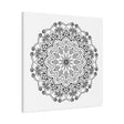 Handmade Mandala Art in Black & White on Matte Canvas, Stretched to 125 Inches - Elegant Wall Décor for Home or Office