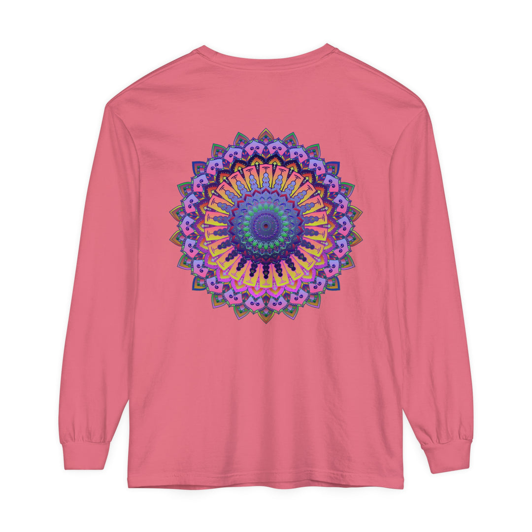 Intricate Mandala design in vibrant colors on Unisex Long Sleeve T-Shirt