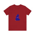 A close-up image of a black cat mystery colorful t-shirt with vibrant, eye-catching designs and patterns