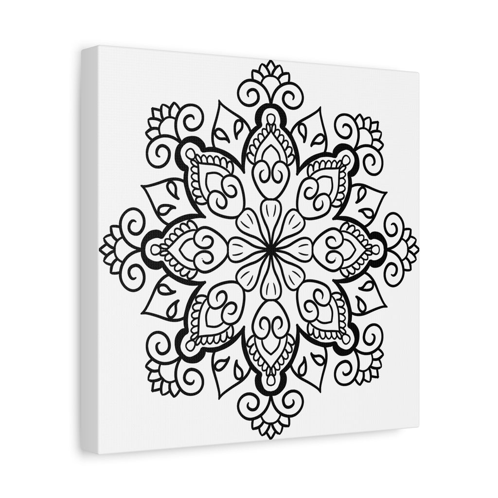 Intricately designed Black & White Mandala Art on matte canvas