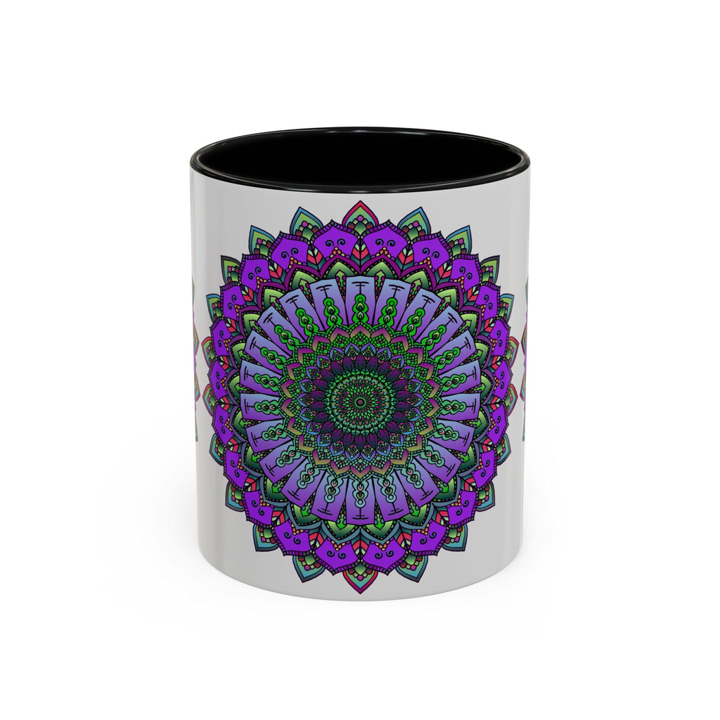 A beautiful and intricate Vibrant Mandala Mug featuring spiritual art