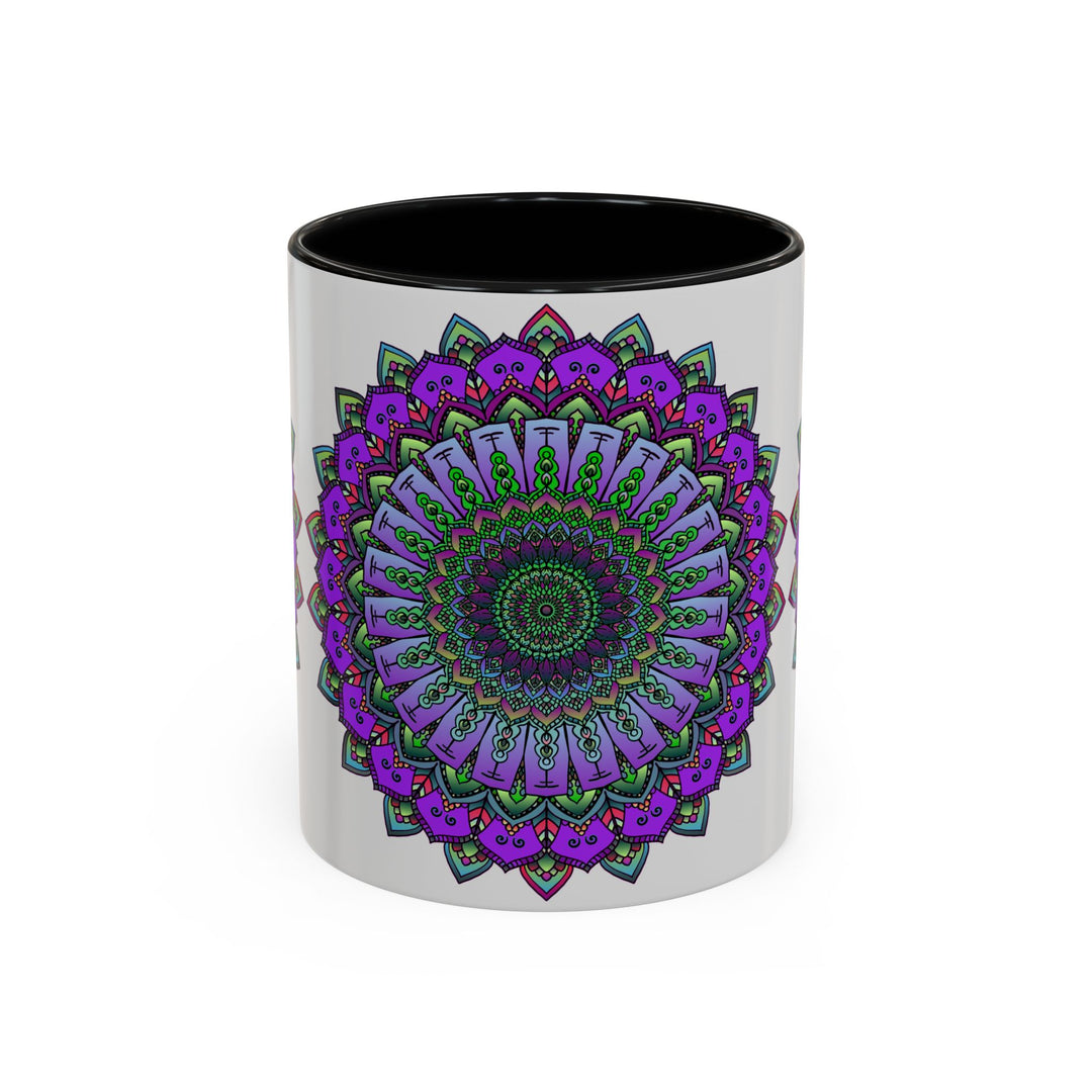 A beautiful and intricate Vibrant Mandala Mug featuring spiritual art