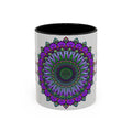 A beautiful and intricate Vibrant Mandala Mug featuring spiritual art