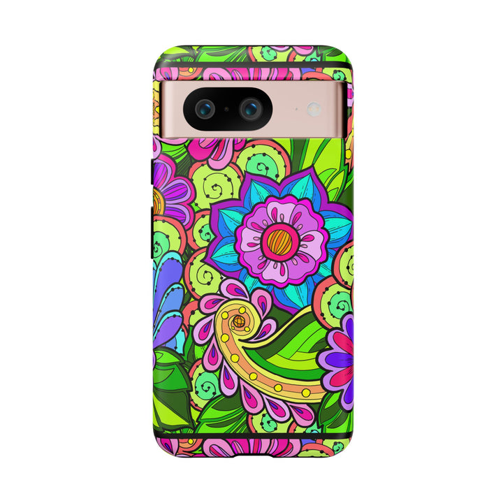 Floral Fantasy iPhone and Google Pixel Case in Bright Green Palette