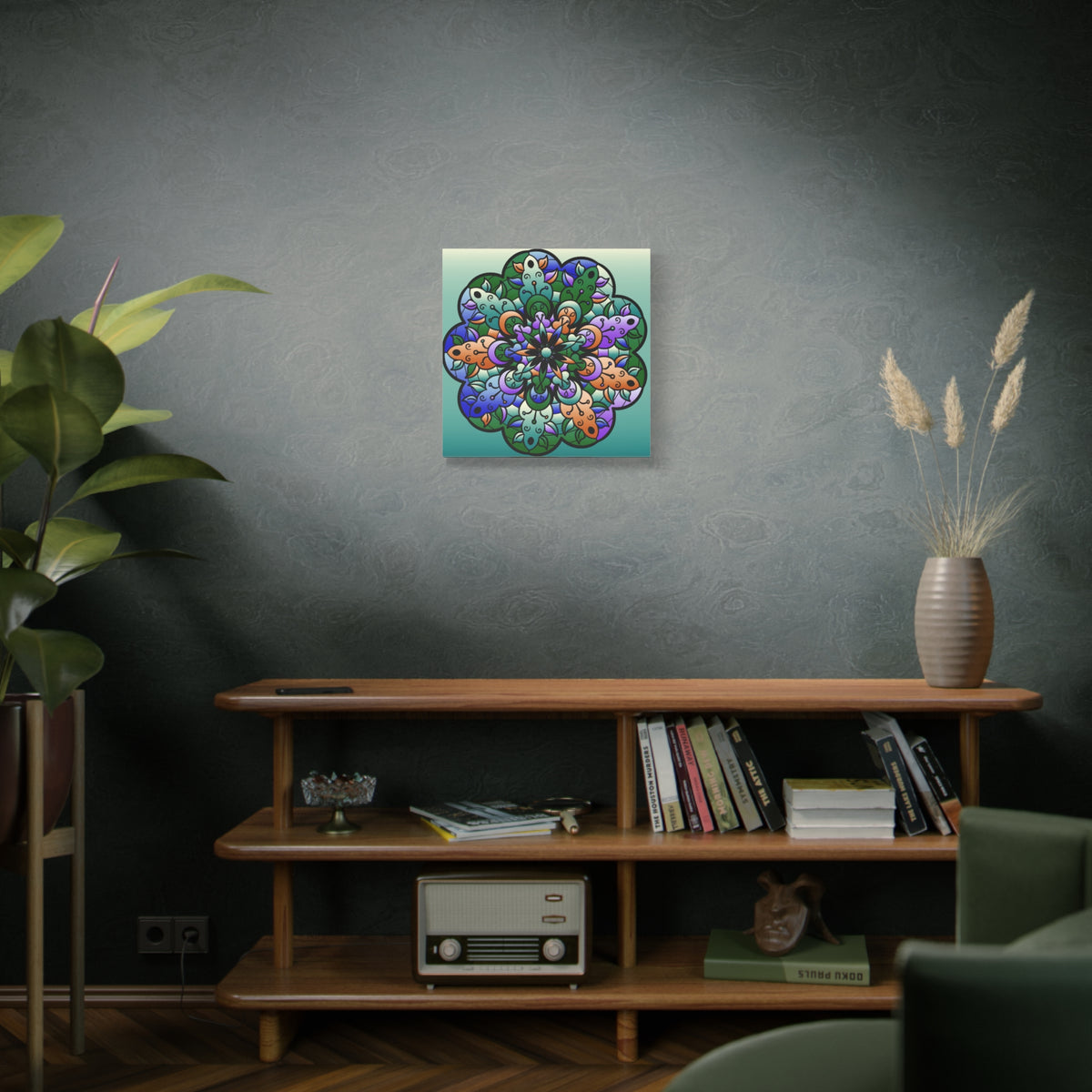 Floral Mandala Matte Canvas Print — Colorful Stretched Wall Art