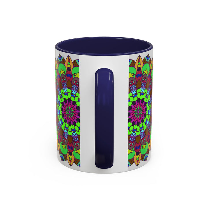 Gorgeous mandala art mug adorned with a vibrant and colorful floral design