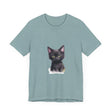Short sleeve tee featuring a vibrant Savana animal design, including elephants, zebras, and giraffes, on a white background
