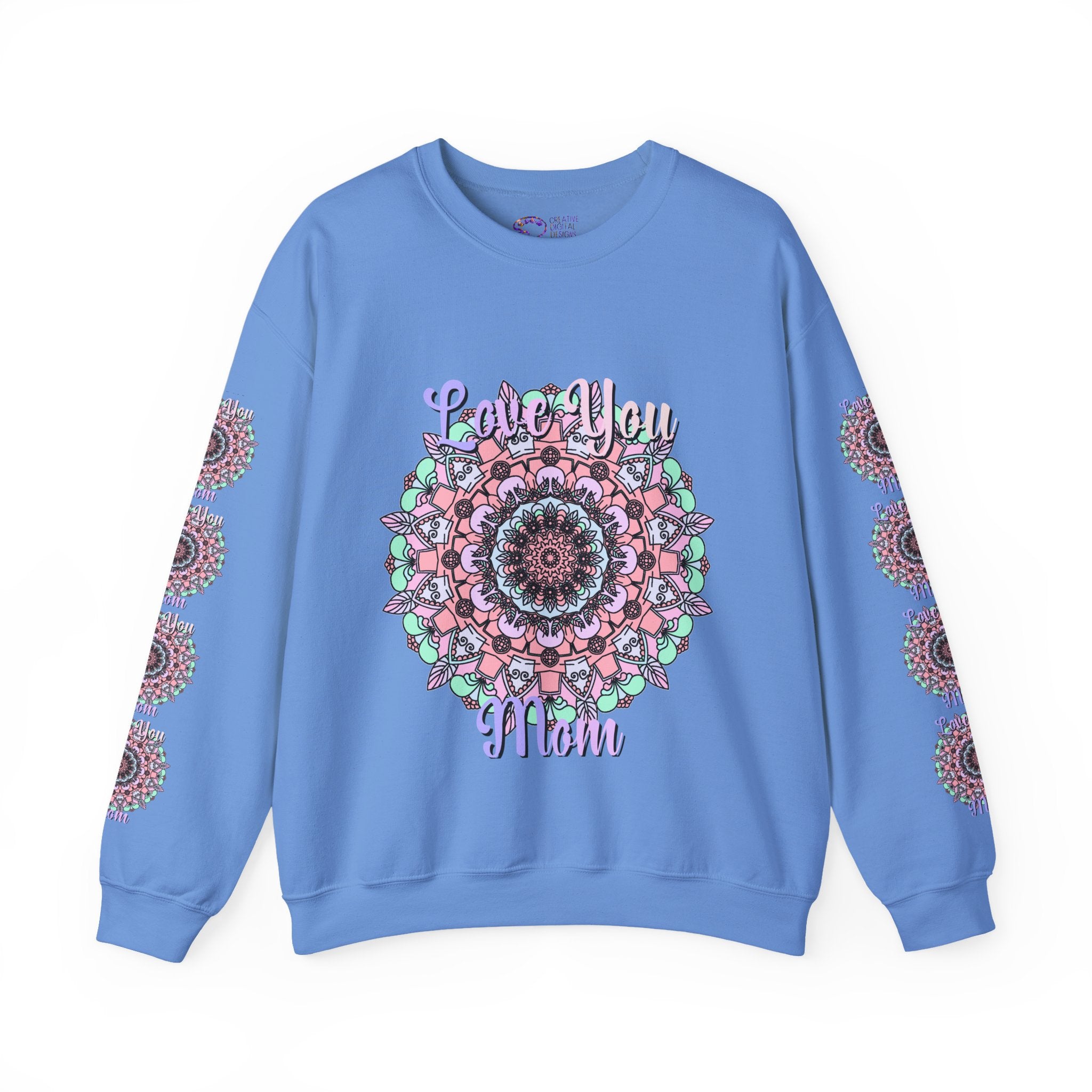 Mandala Inspired Crewneck Sweatshirt for Moms in Soft Pastels