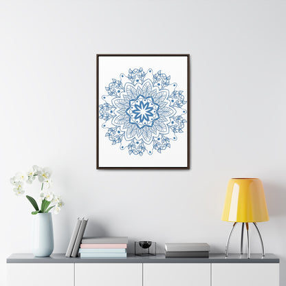 Handmade steel blue Mandala Design Wall Art wrapped on gallery canvas