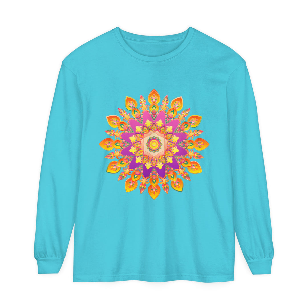 Colorful and intricate mandala design unisex long sleeve t-shirt for all