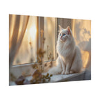 Rolled Poster — Serene Longhair Cat on Window Sill | Cozy Home Wall Art