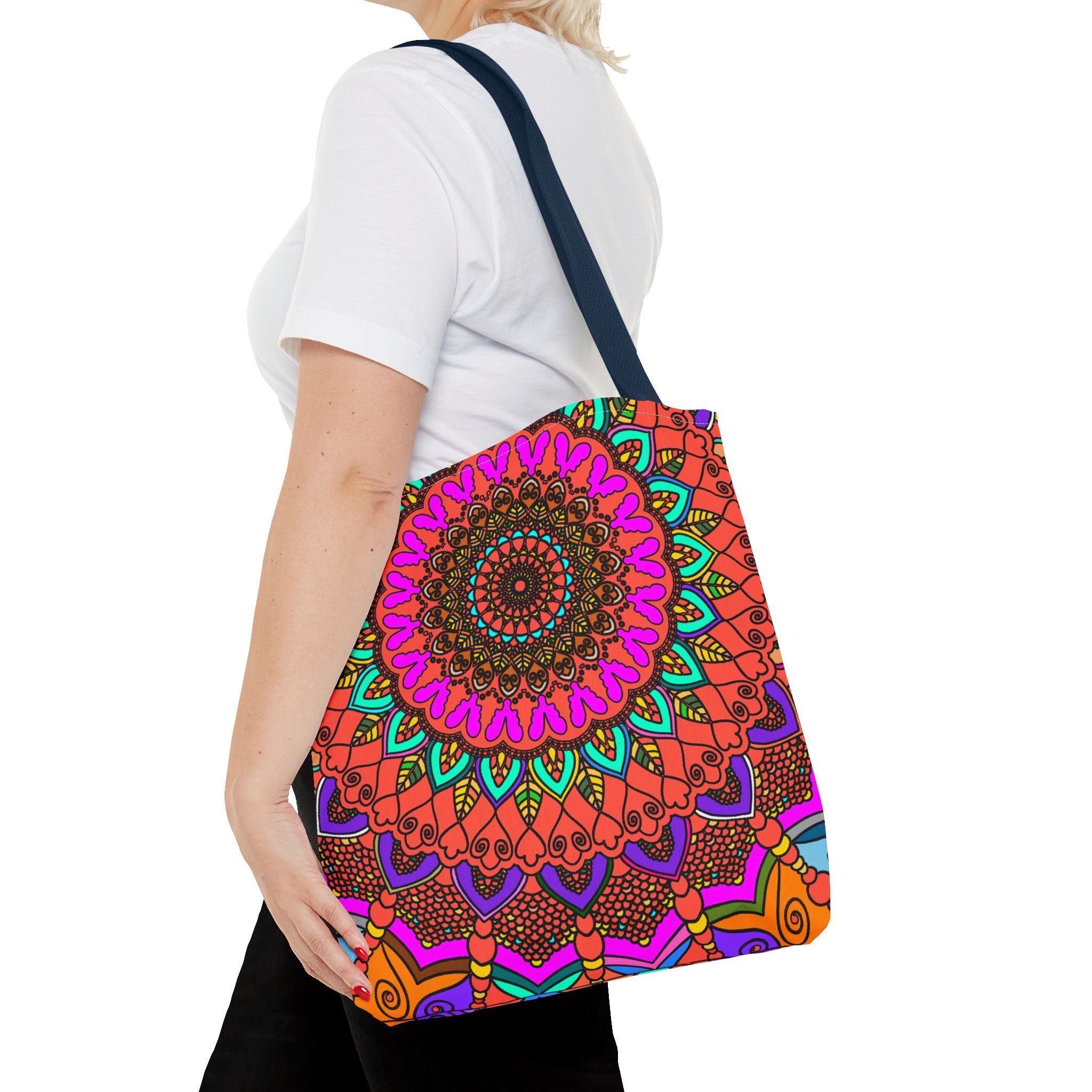 Borsa tote con mandala colorati – Stampa all-over in stile boho psichedelico