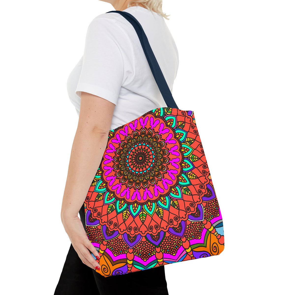 Colorful Mandala Tote Bag – Boho Psychedelic All-Over Print