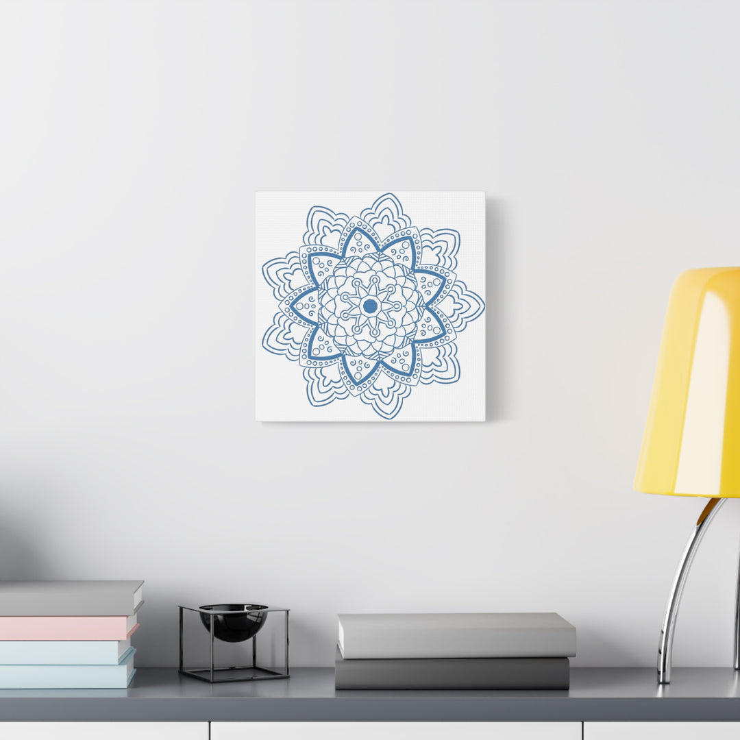 Handmade Mandala Art with Intricate Design in Steel Blue