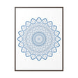 Beautiful handmade steel blue mandala design wall art on gallery canvas wraps, displayed in a vertical frame