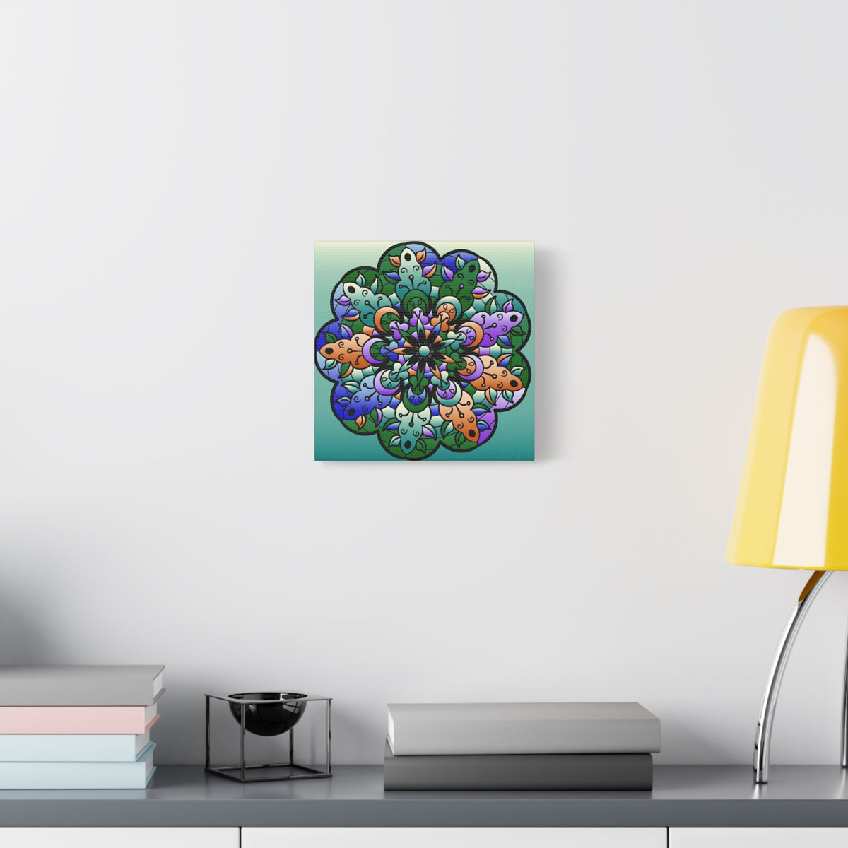 Floral Mandala Matte Canvas Print — Colorful Stretched Wall Art
