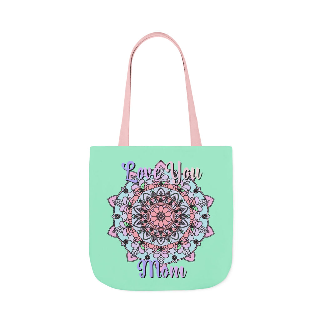 Mandala 'Love You Mom' Canvas Tote — Floral Mother's Day Gift Bag