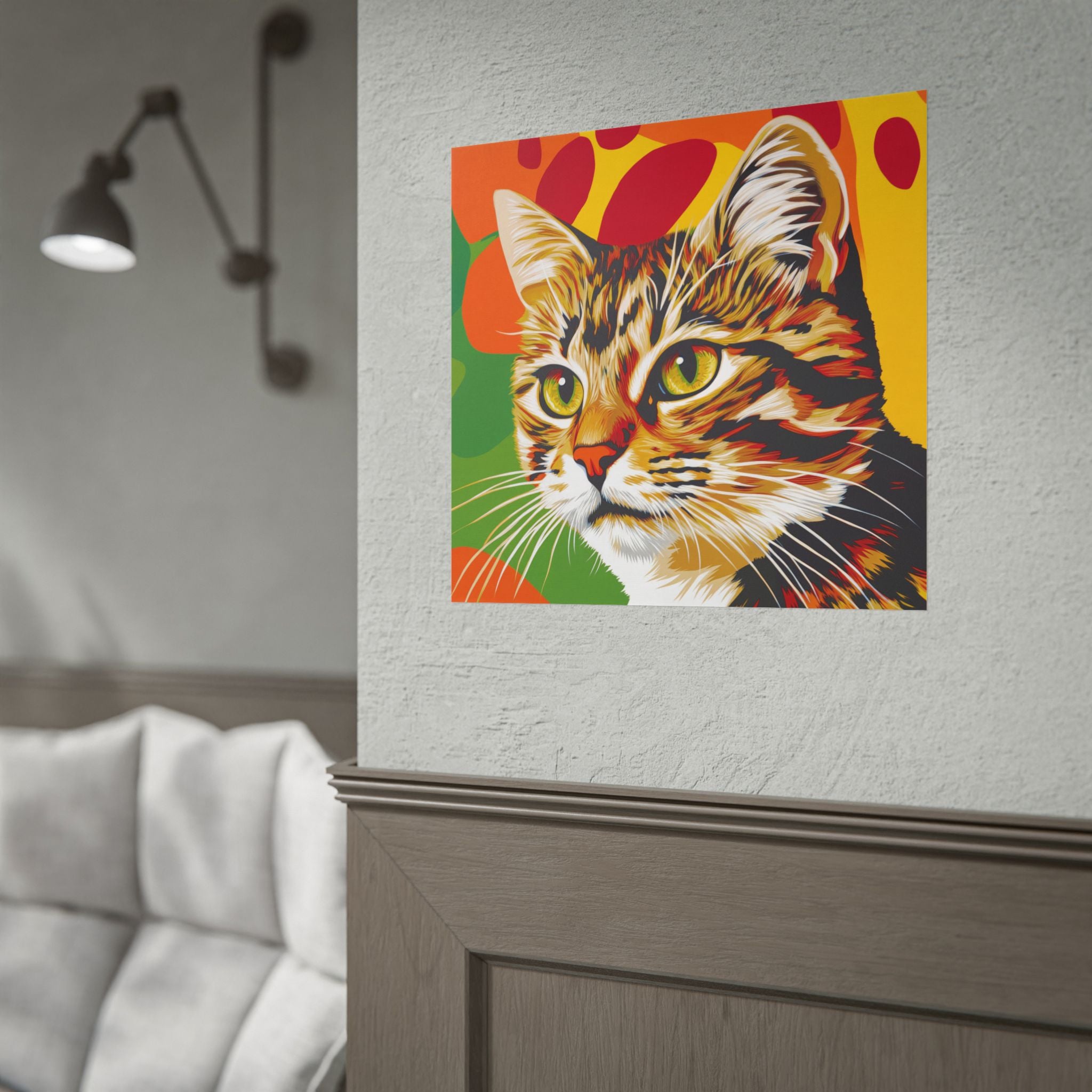 Colorful Pop Art Cat Poster — Rolled Wall Art for Cat Lovers