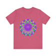 Beautiful purple and green mandala tee with intricate and mesmerizing design