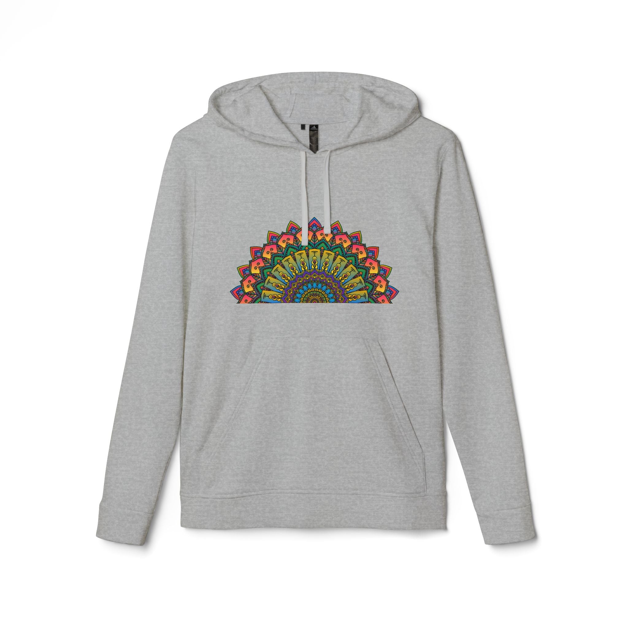 Hooded sweatshirt with a beautiful rainbow-colored mandala pattern