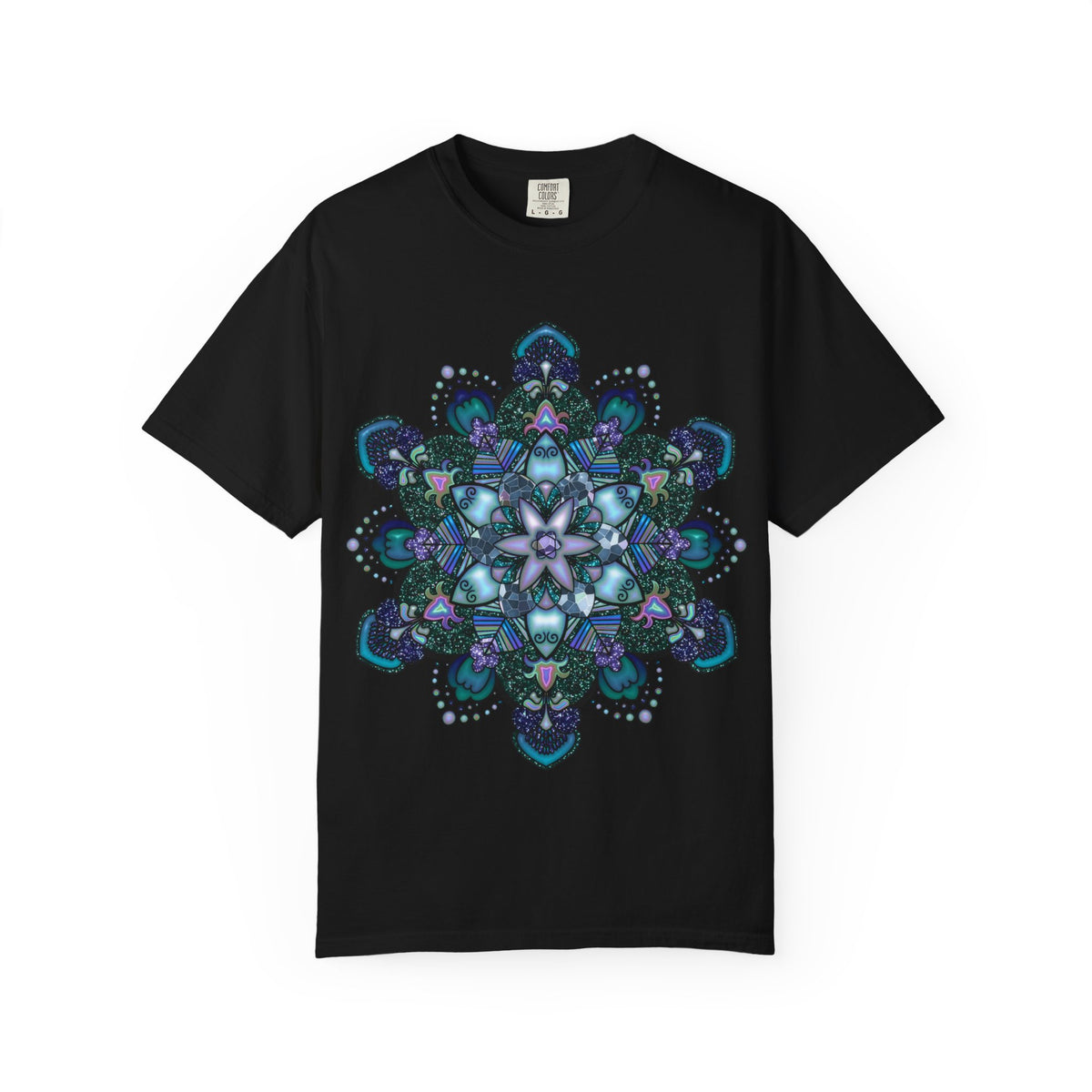 Mandala T-Shirt – Blue Purple Boho Geometric Floral Design
