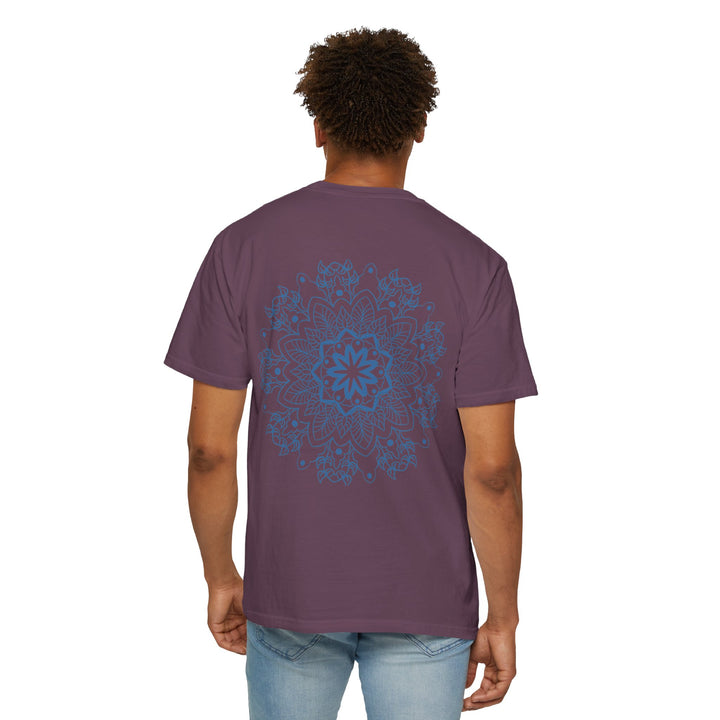 Colorful handmade mandala art tshirt, unisex garment-dyed tee, perfect for casual wear