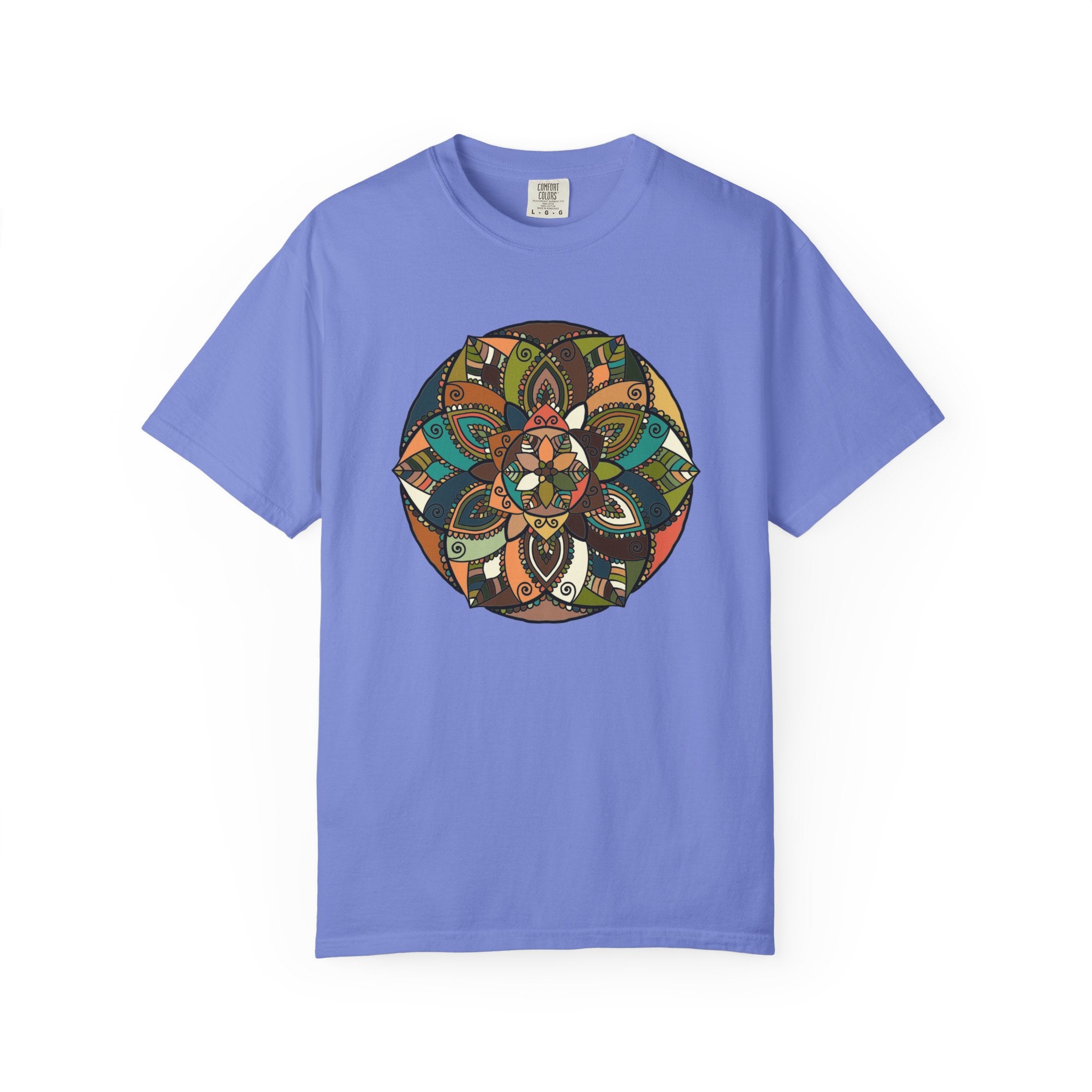 Mandala Earth Flora T-Shirt — Earthy Tones Geometric Art Tee