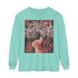 Adorable ginger cat lounging under a palm tree on a graphic t-shirt