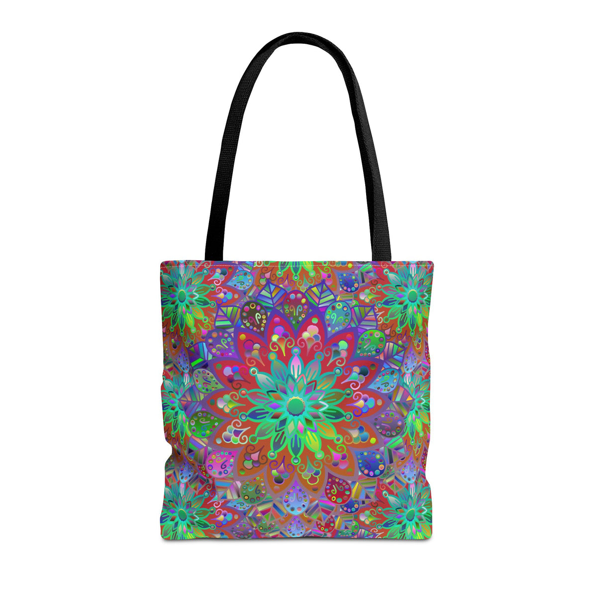 Psychedelic Mandala Tote Bag — Colorful Boho All-Over Print Tote