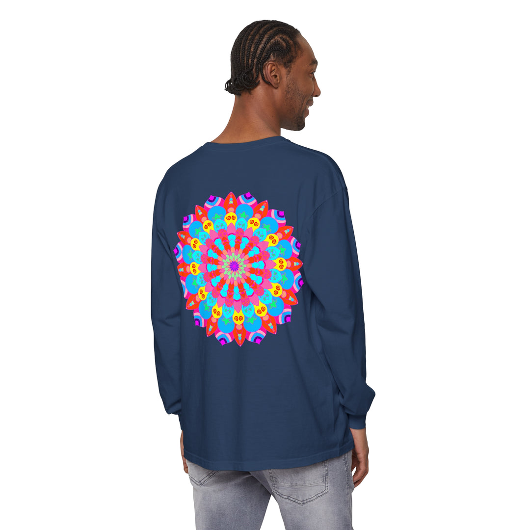 Colorful Mandala Unisex Long Sleeve T-Shirt with intricate designs and vibrant colors for a unique and stylish look