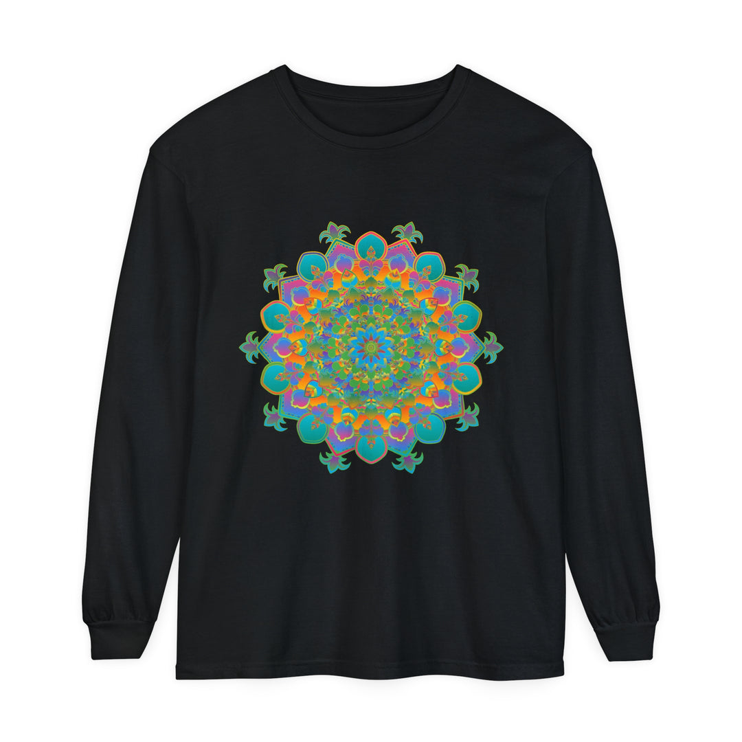 Colorful and intricate mandala design long sleeve unisex t-shirt for vibrant fashion statement