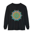 Colorful and intricate mandala design long sleeve unisex t-shirt for vibrant fashion statement