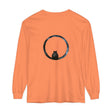 Black unisex long sleeve t-shirt with a mysterious sphere graphic design