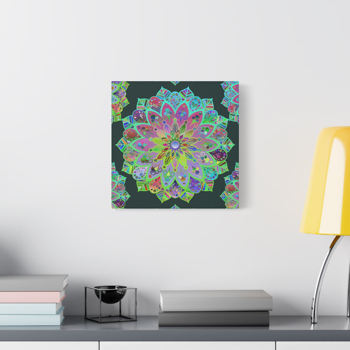 Vibrant Mandala Matte Canvas Wall Art — Colorful Floral Boho Stretched Print