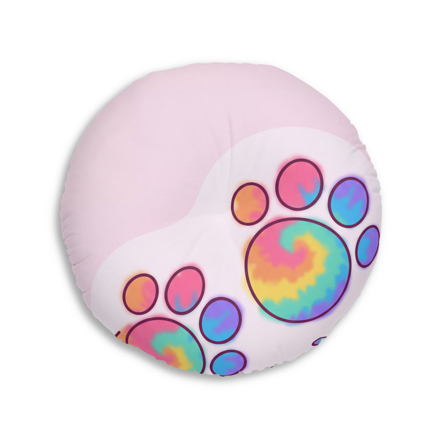 Cuscino da pavimento con gatto giocoso e tie-dye