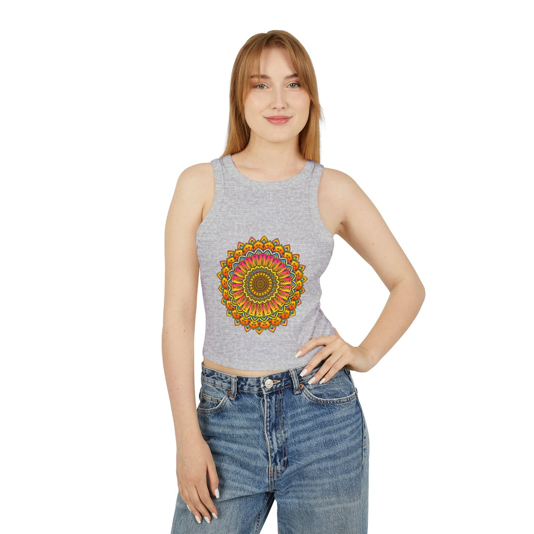 Colorful Racerback Tank Top with Detailed Mandala Design