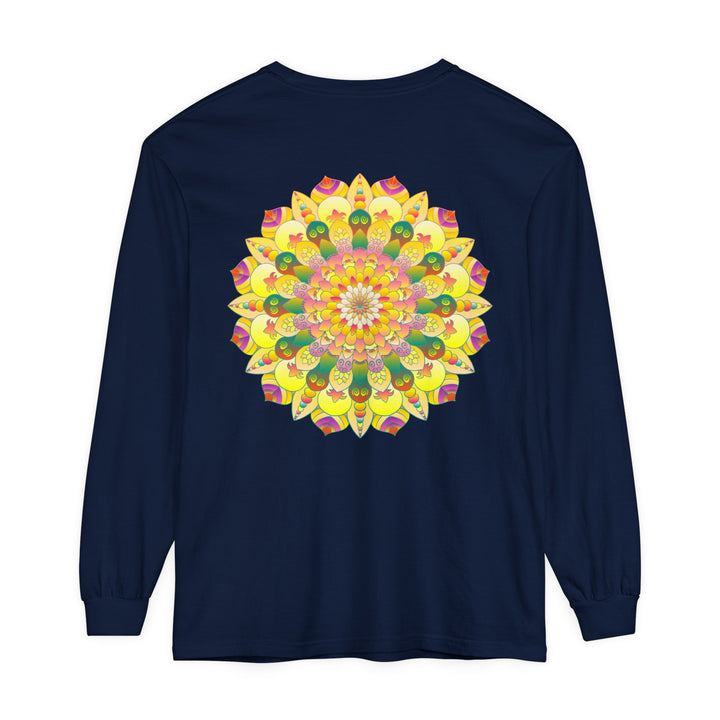 Vibrant Mandala Unisex Long Sleeve T-Shirt featuring colorful and intricate mandala design