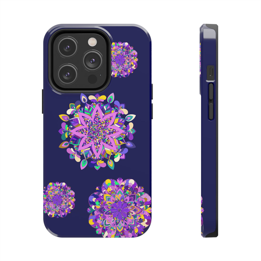 Hand drawn mandala art purple shades phone case with durable and shock absorbent features for ultimate protection and style