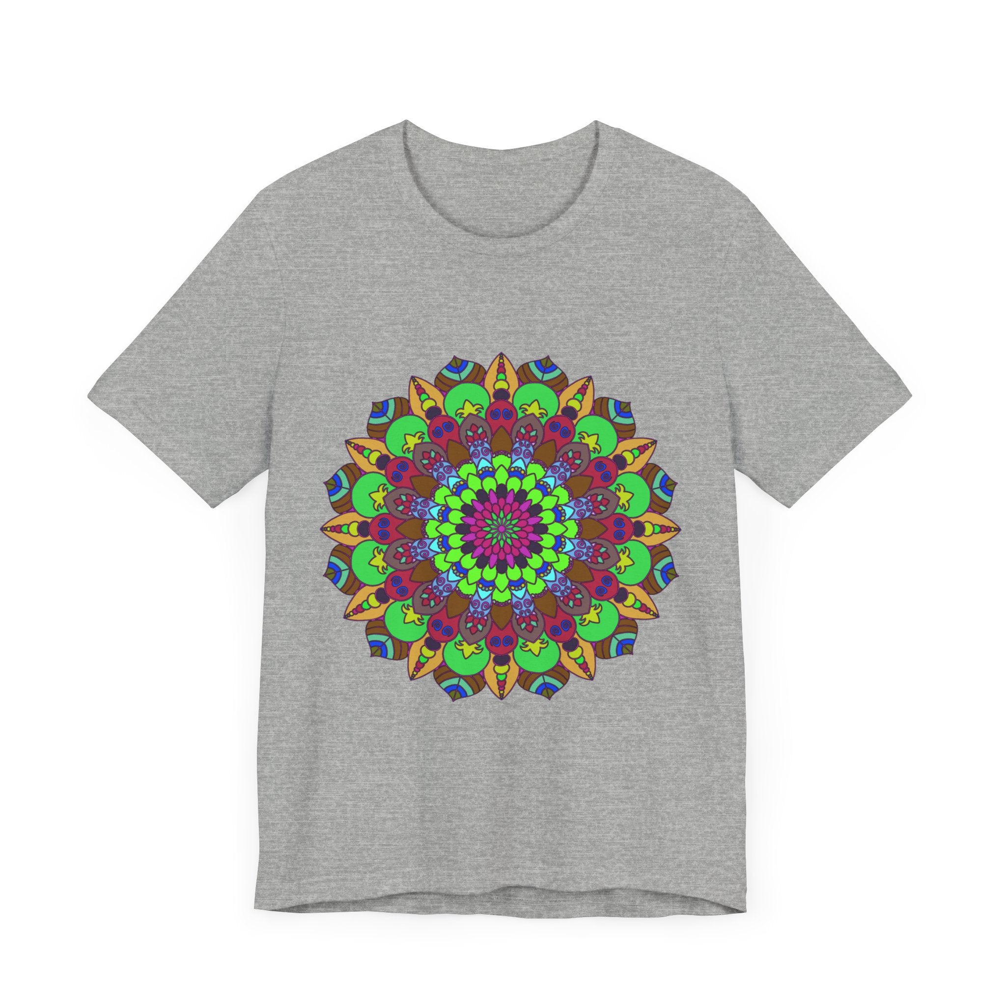 Vibrant Mandala Tee featuring cosmic and interconnected design, perfect for free spirits and lovers of sacred geometry and vibrant colors