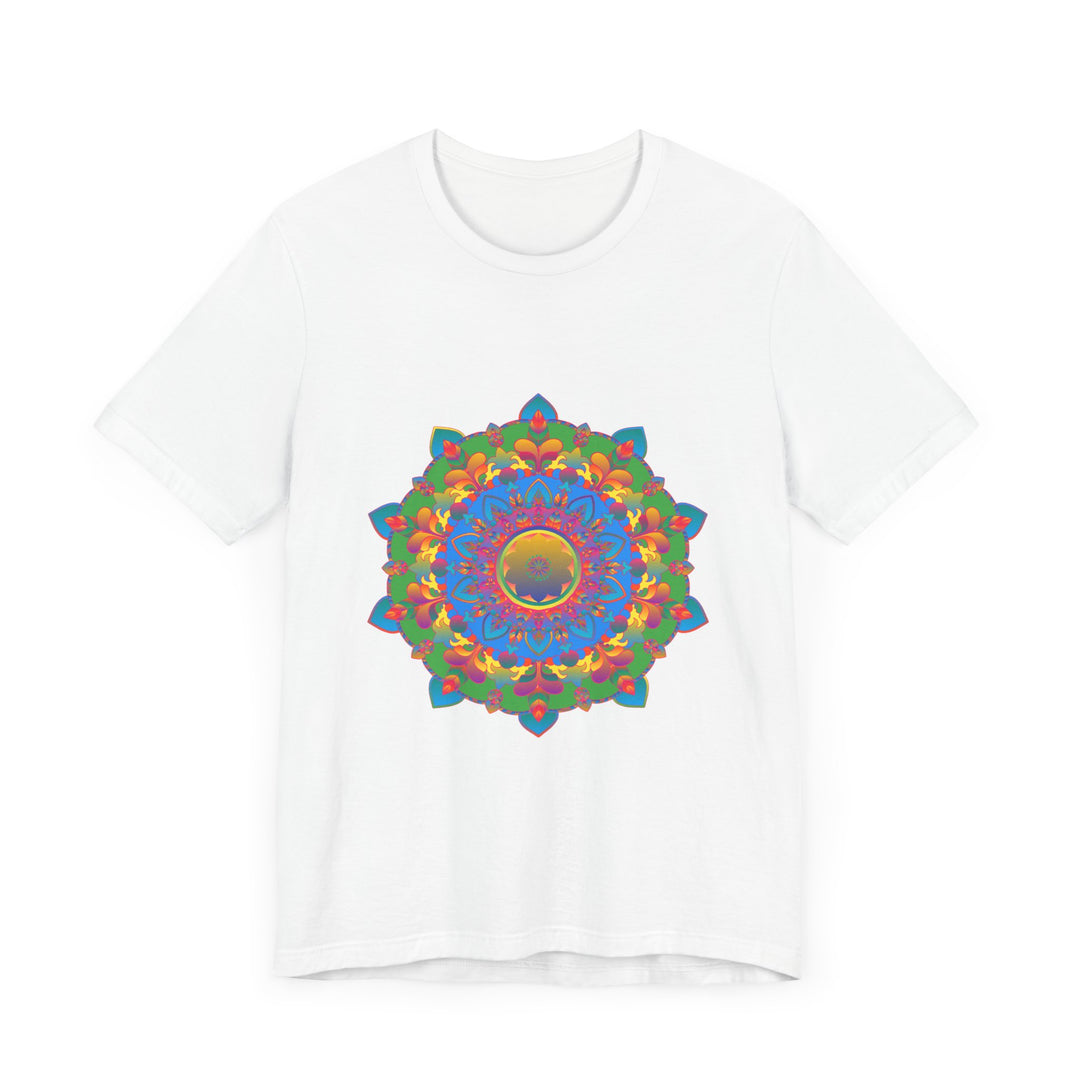 A vibrant and detailed mandala design adorns this eye-catching t-shirt