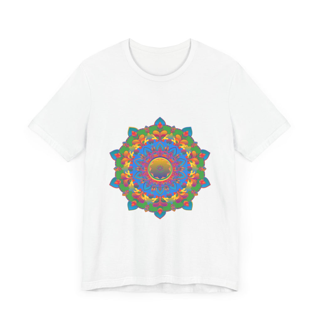 A vibrant and detailed mandala design adorns this eye-catching t-shirt